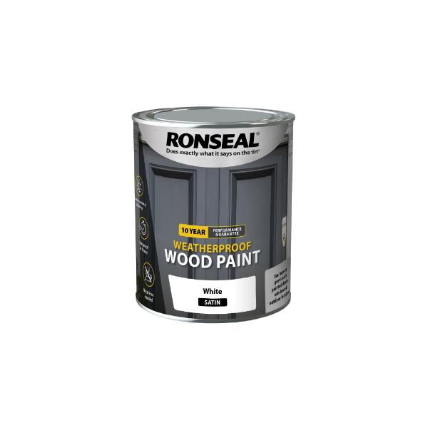 Ronseal 10Yr Weatherproof Paint White Stain 750ml