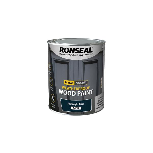 Ronseal 10Yr Weatherproof Paint Mblue Satin 750ml