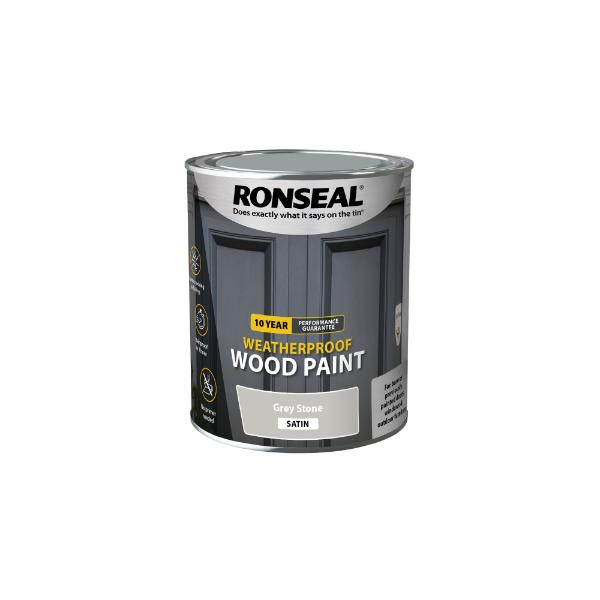 Ronseal 10Yr Weatherproof Paint Gstone Satin 750ml
