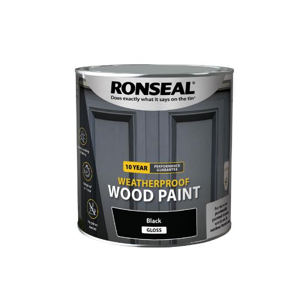 Ronseal 10Yr Weatherproof Paint Black Gloss 2.5L