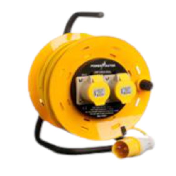 Rugged 25mtr 16Amp 110Volt 1.5mm Cable Reel Yellow