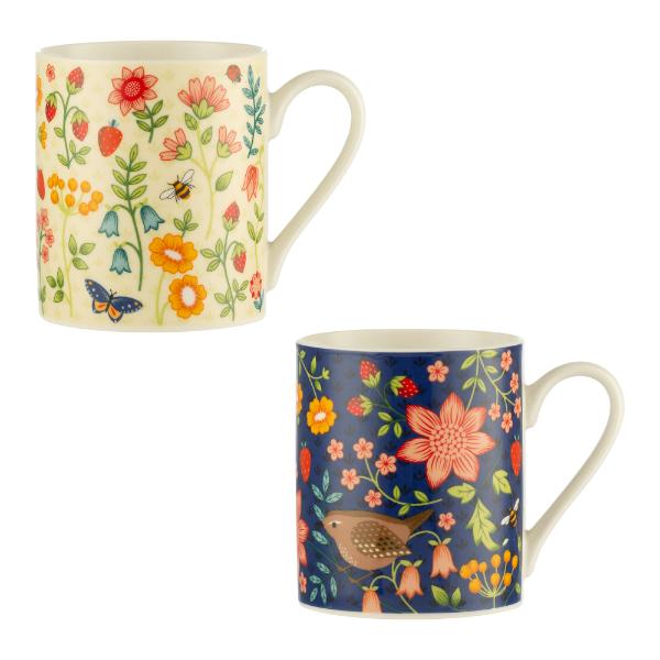 Price &amp; Kensington Wild Flower Assorted Fine China Mugs 38cl
