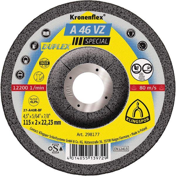 Klingspor A46VZ 115X2X22MM CROWNFLEX DUAL DISC