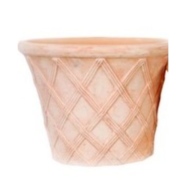 Round Terracotta Lattice Garden Planter With Drainage Hole D28H24