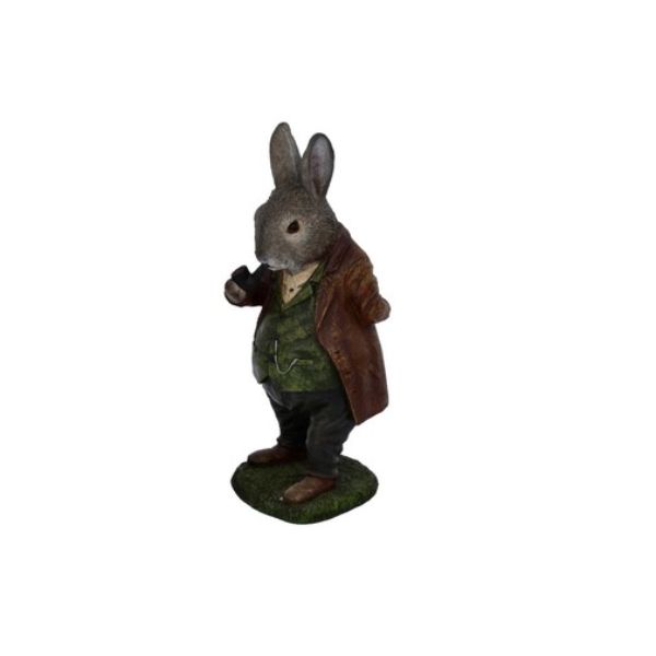 Garden Ornament Rabbit With Pipe D12H30