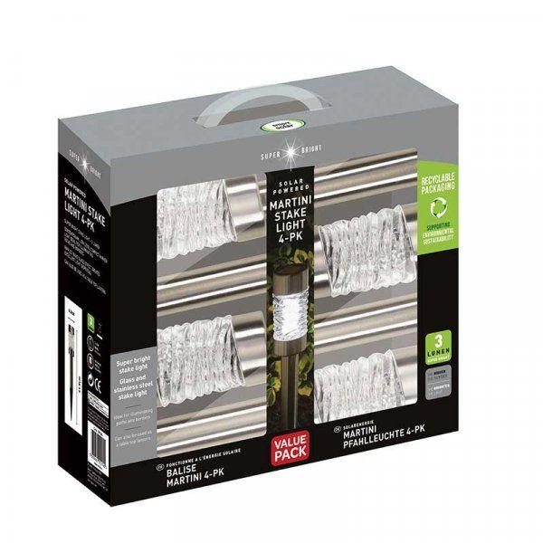 Smart Solar Martini 3L Stake Light 4Pc Carry Pack