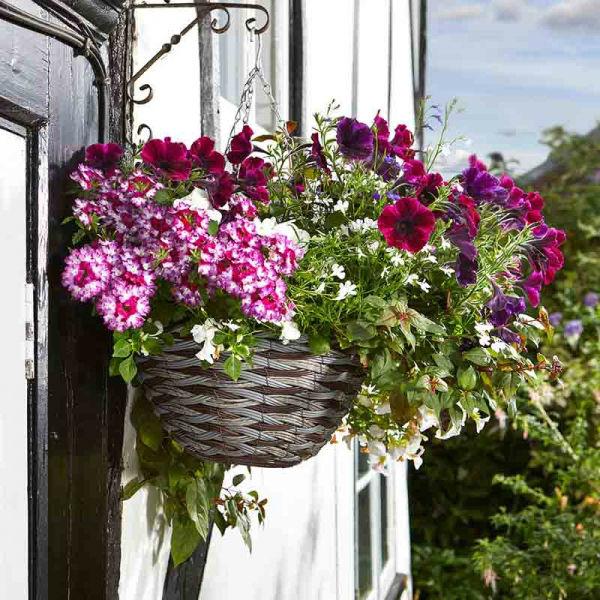 14'' Faux Rattan Hanging Basket Pinto