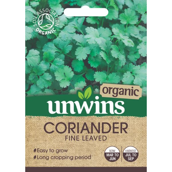 Unwins Seed Packet Herb Coriander Fine Leaved (Organic)