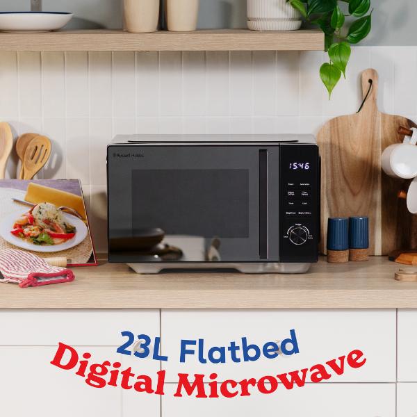 Russell Hobbs Black 23ltr Flatbed Digital Microwave 