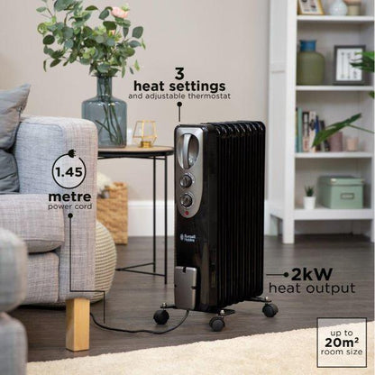 Russell Hobbs BLACK 2kw Oil Filled Radiator