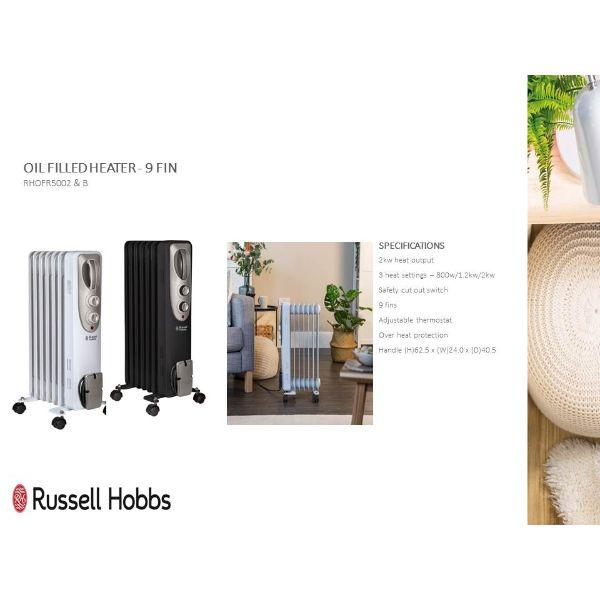 Russell Hobbs BLACK 2kw Oil Filled Radiator