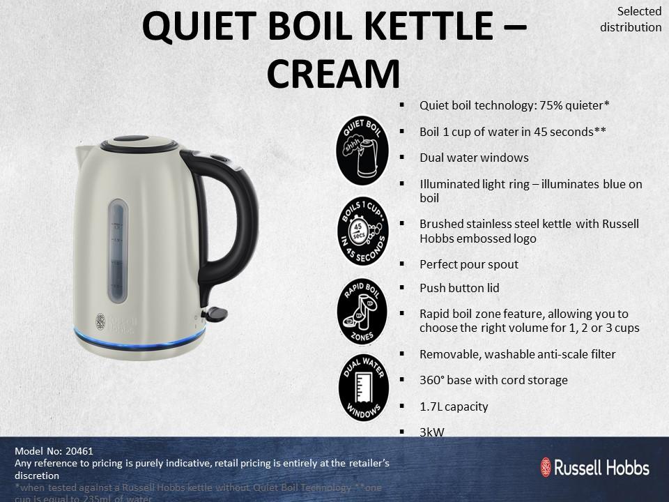 Russell Hobbs Quiet Boil Cream Kettle