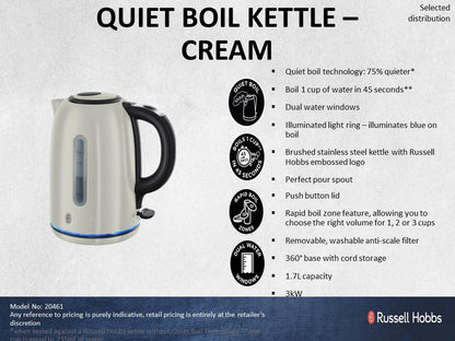 Russell Hobbs Quiet Boil Cream Kettle