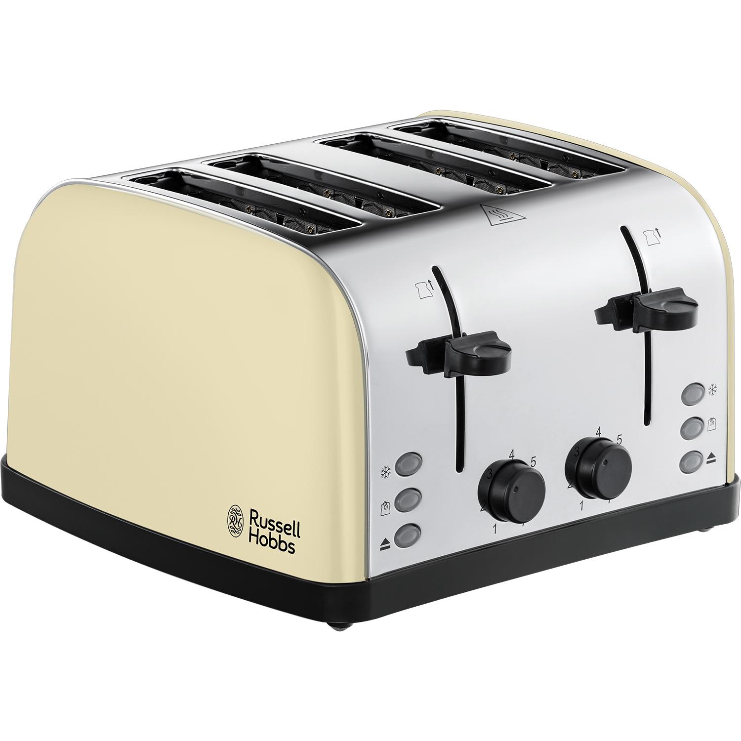 Russell Hobbs 4 Slice Cream Steel  Toaster