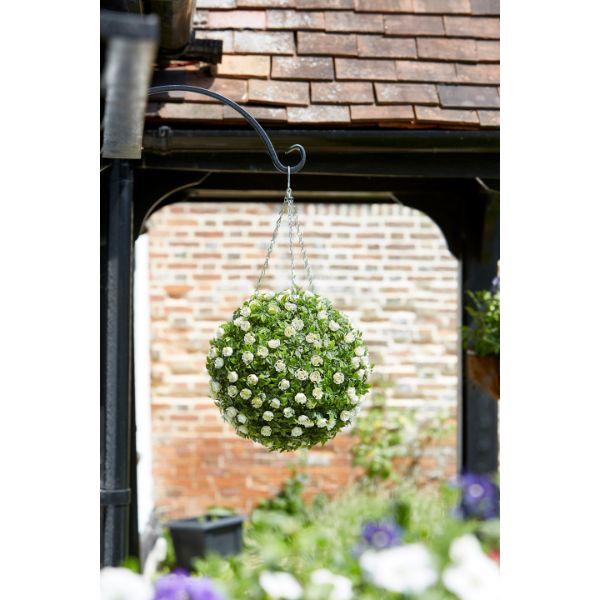 Faux Décor Topiary White Rose Ball 30cm