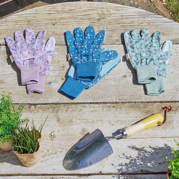 Briers Flowerfield Cotton Grips Gloves - Triple Pk Size 8