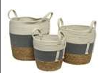 Multicolour Cornleaf Basket Set of 3 With Handles