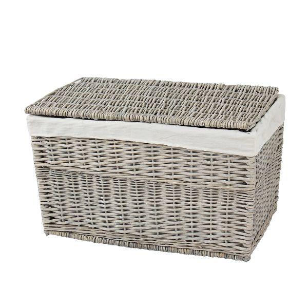 Country Homeware Grey Willow Trunk Basket With Lid &amp; Li