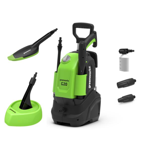 Greenworks G20 1500W Electric Pressure Washer Including Patio Cleaner &amp; Wash Brush