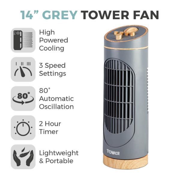 Tower Scandi 14" Tower Fan Grey
