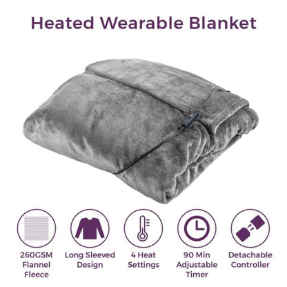 Carmen Wearable Heated Throw 183 x 155cm Grey
