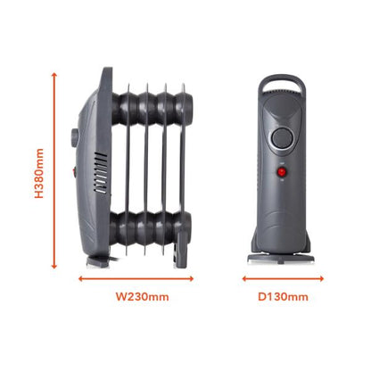 Warmlite 650W Oil Filled Radiator Grey