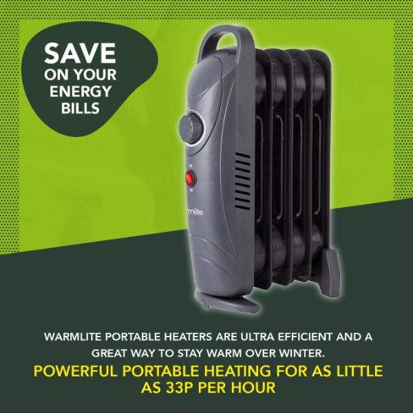 Warmlite 650W Oil Filled Radiator Grey