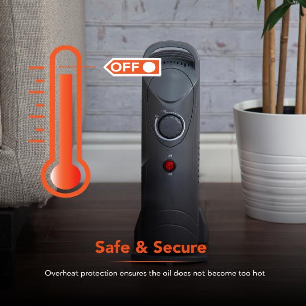 Warmlite 650W Oil Filled Radiator Grey