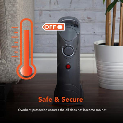 Warmlite 650W Oil Filled Radiator Grey