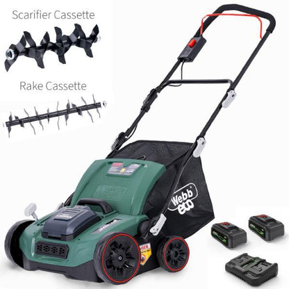 Webb X Series 40V (2 X 20V) 38CM (15") Cordless Scarrifier Rake with 2 X 4Ah Batteries &amp; Charger