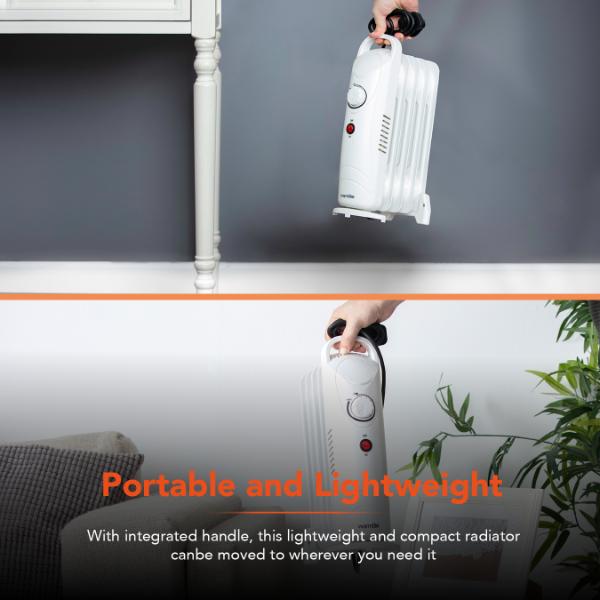 Warmlite 650W Oil Filled Radiator White