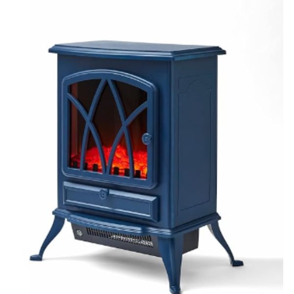 Portable 2000W Electric Fireplace Heater Midnight Blue