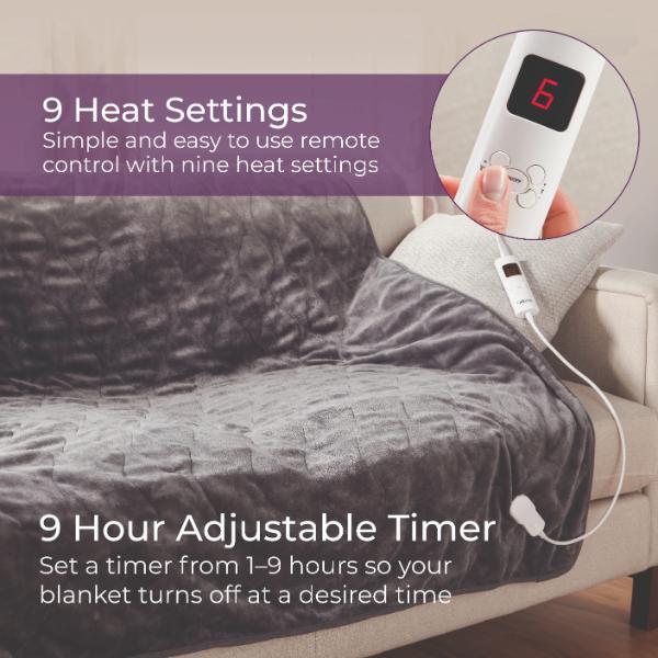 Carmen Heated Throw 160 x 130cm Grey