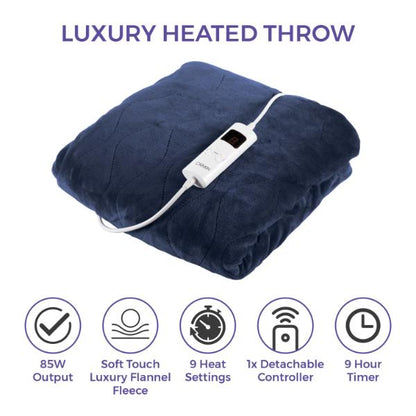 Carmen Heated Throw 160 x 130cm Blue