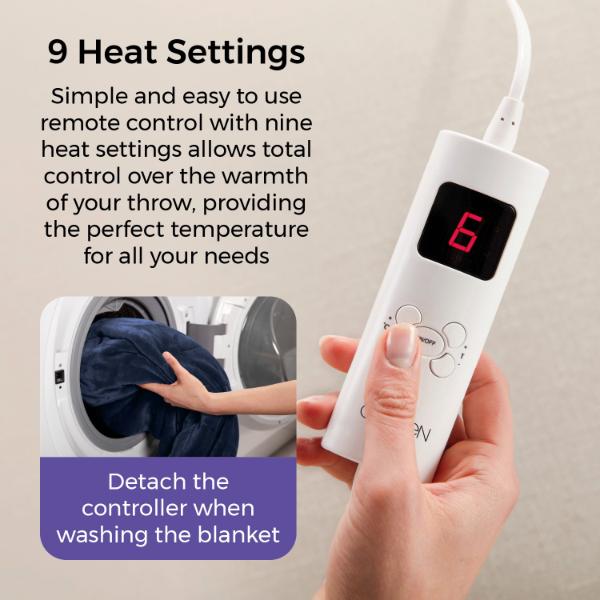 Carmen Heated Throw 160 x 130cm Blue