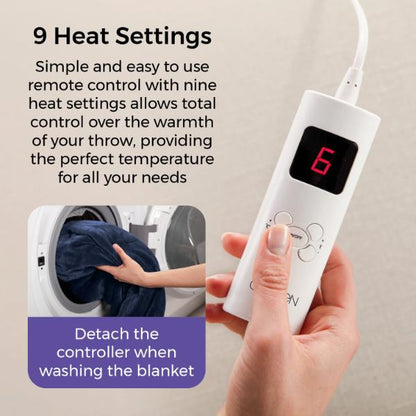 Carmen Heated Throw 160 x 130cm Blue