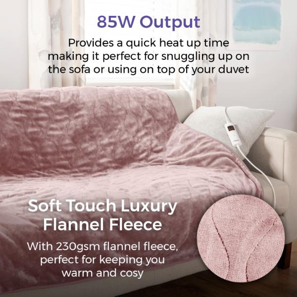 Carmen Heated Throw 160 x 130cm Pink