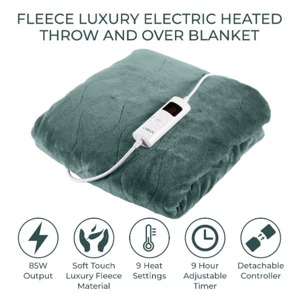 Carmen Heated Throw 160 x 130cm Sage Green