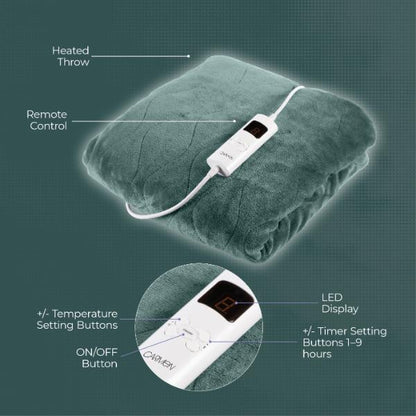 Carmen Heated Throw 160 x 130cm Sage Green