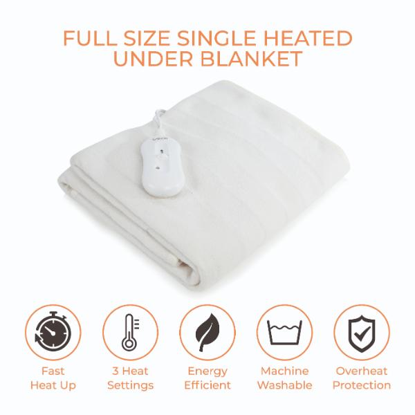 Carmen Single Heated Underblanket 135 x 65cm White