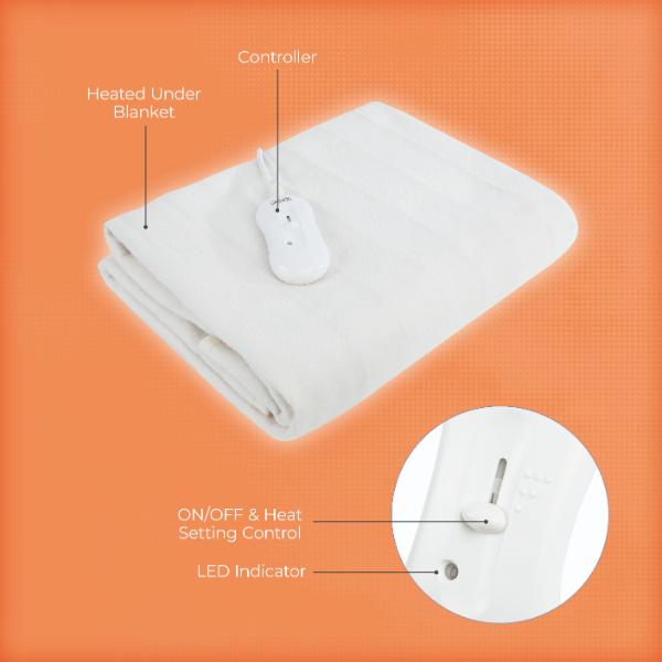 Carmen Double Heated Underblanket 135 x 120cm White