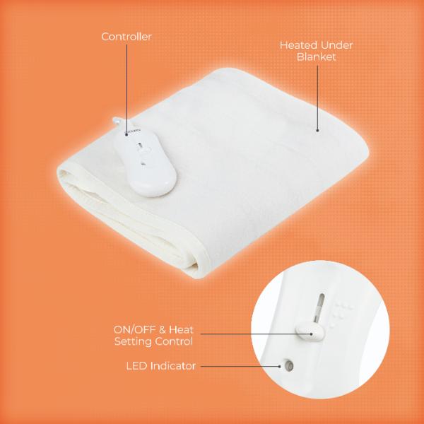 Carmen King Heated Underblanket 165 x 137cm white