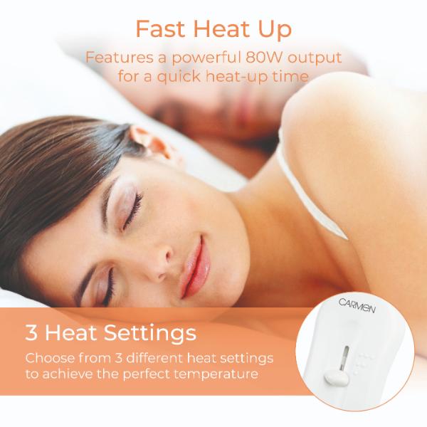 Carmen King Heated Underblanket 165 x 137cm white