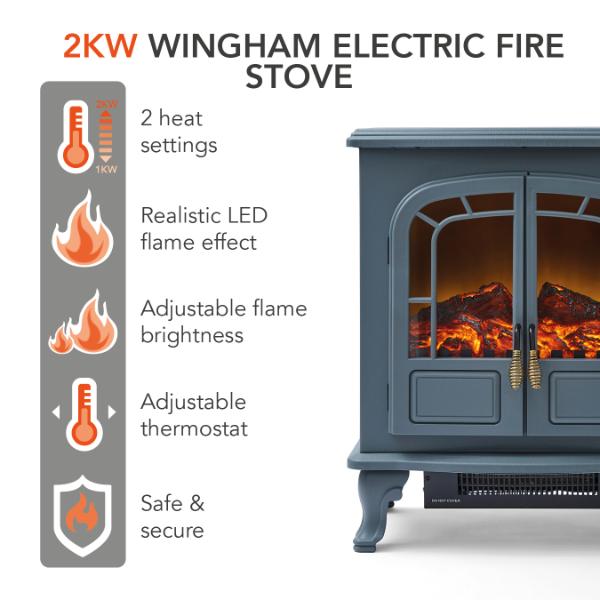 Warmlite Wingham 2KW Stove Fire Grey