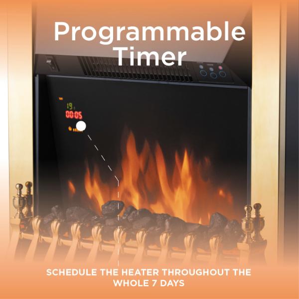 Warmlite Whitby 2KW Electric Fire Inset Brass