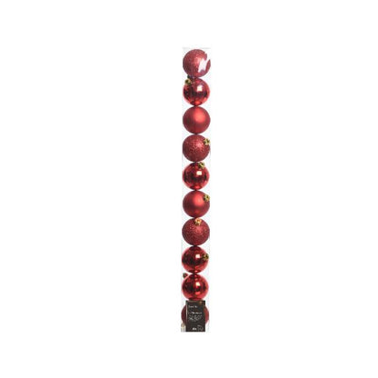 Christmas Shatterproof Red 6Cm Baubles Box Of 10