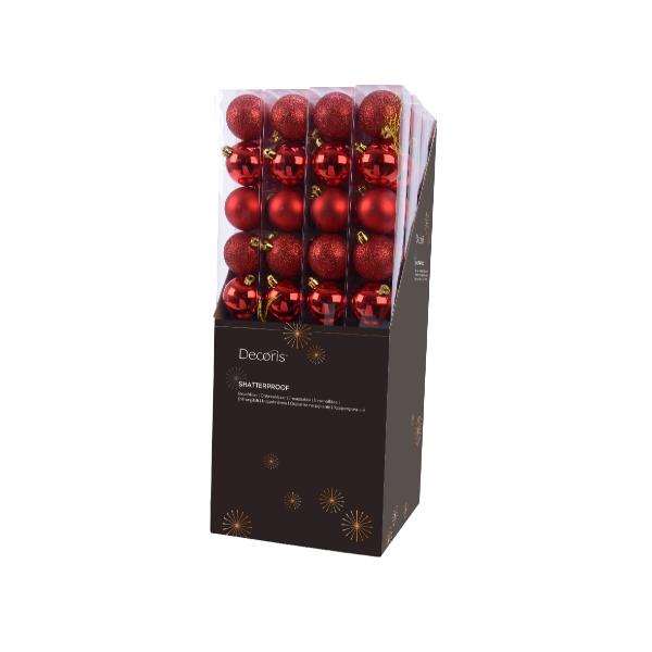 Christmas Shatterproof Red 6Cm Baubles Box Of 10