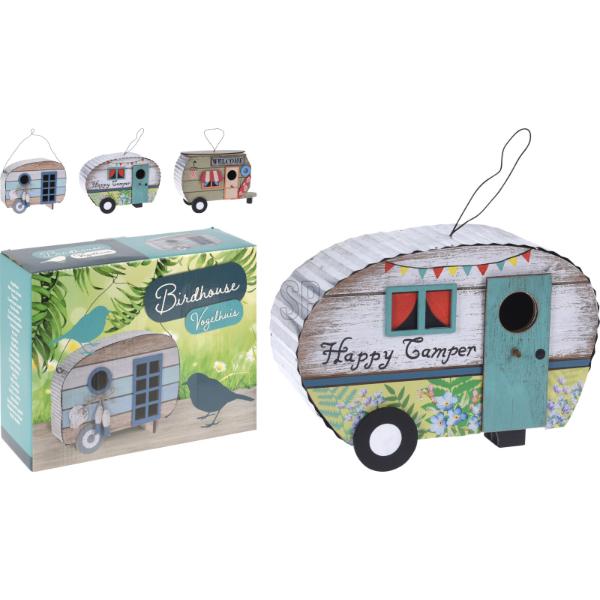 Wooden Caravan-Style Birdhouse / Nesting Box