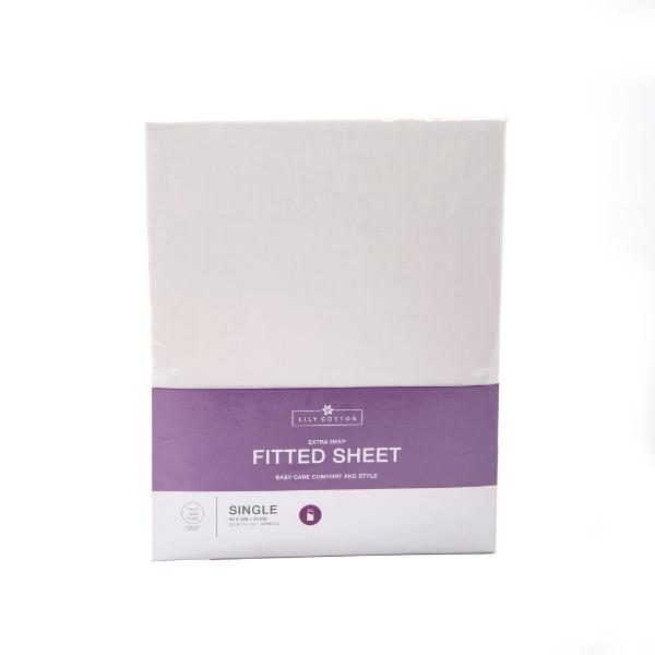 Lilly Cotton 68 Pick Polycotton Fitted Sheet King Size White