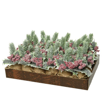 Christmas Frosted Pine Spray In Jute Pot